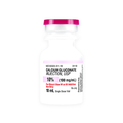 Calcium Gluconate 10/100g/ml 100x10ml Vial