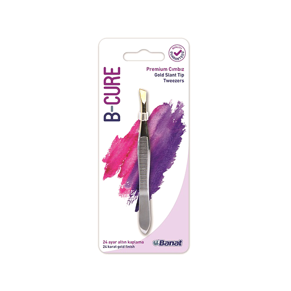 Banat B-Cure Gold Slant Tip Tweezers
